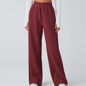 HALARA Red Wide Leg Pants with High Waist and Relaxed Fit